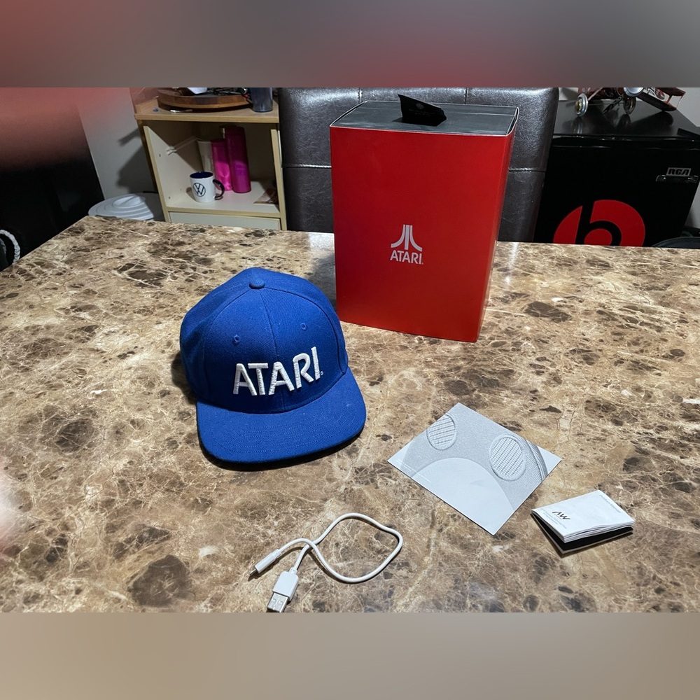 Royal blue Atari speaker hat